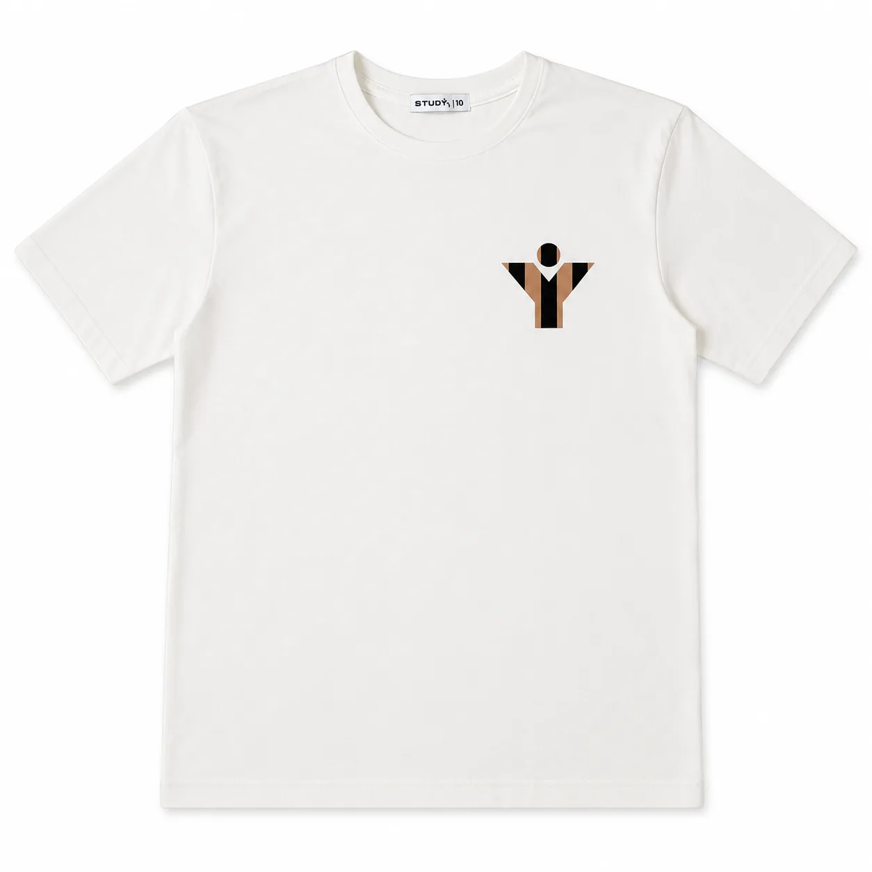 CAMISETAS BLANCA LOGO NEGRO  CARAMELO
